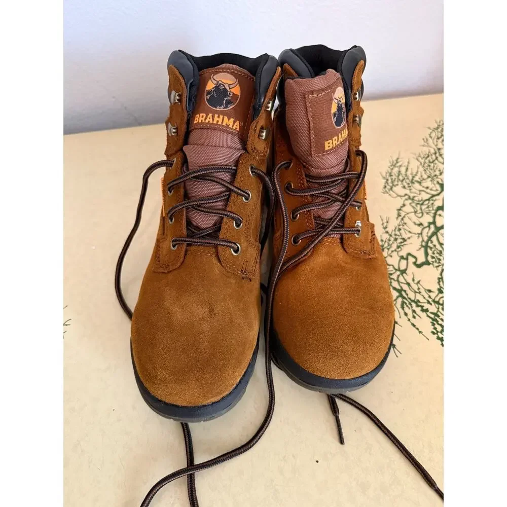 Brahma Work Boots Womens Size 9 Brown Leather Diane 2 Suede Waterproof Steel Toe